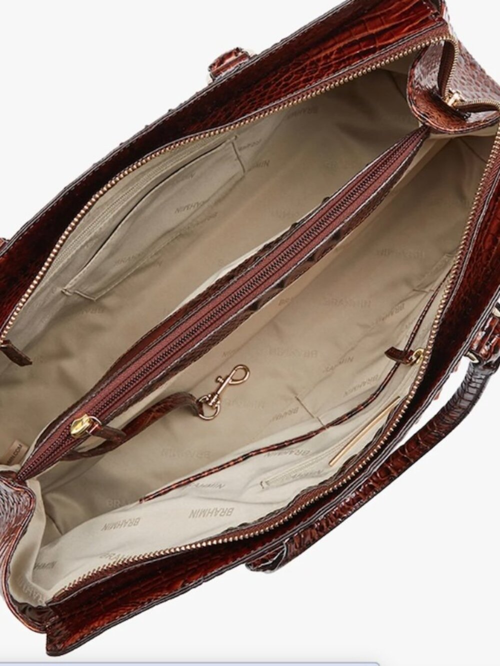 Brahmin Large Finley Carryall Satchel Purse Handbag Pecan Melbourne - Picture 3 of 14